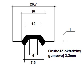 Obejma z zawiasem i klamrą W4 fi 225mm z gumą